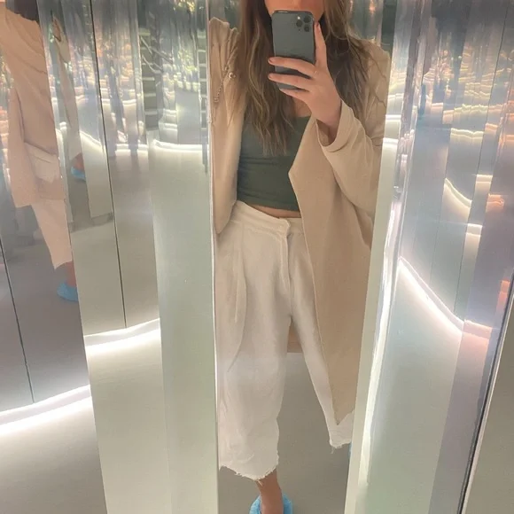 White balloon capri jeans - wide leg / straight leg jeans - Picture 2 of 7